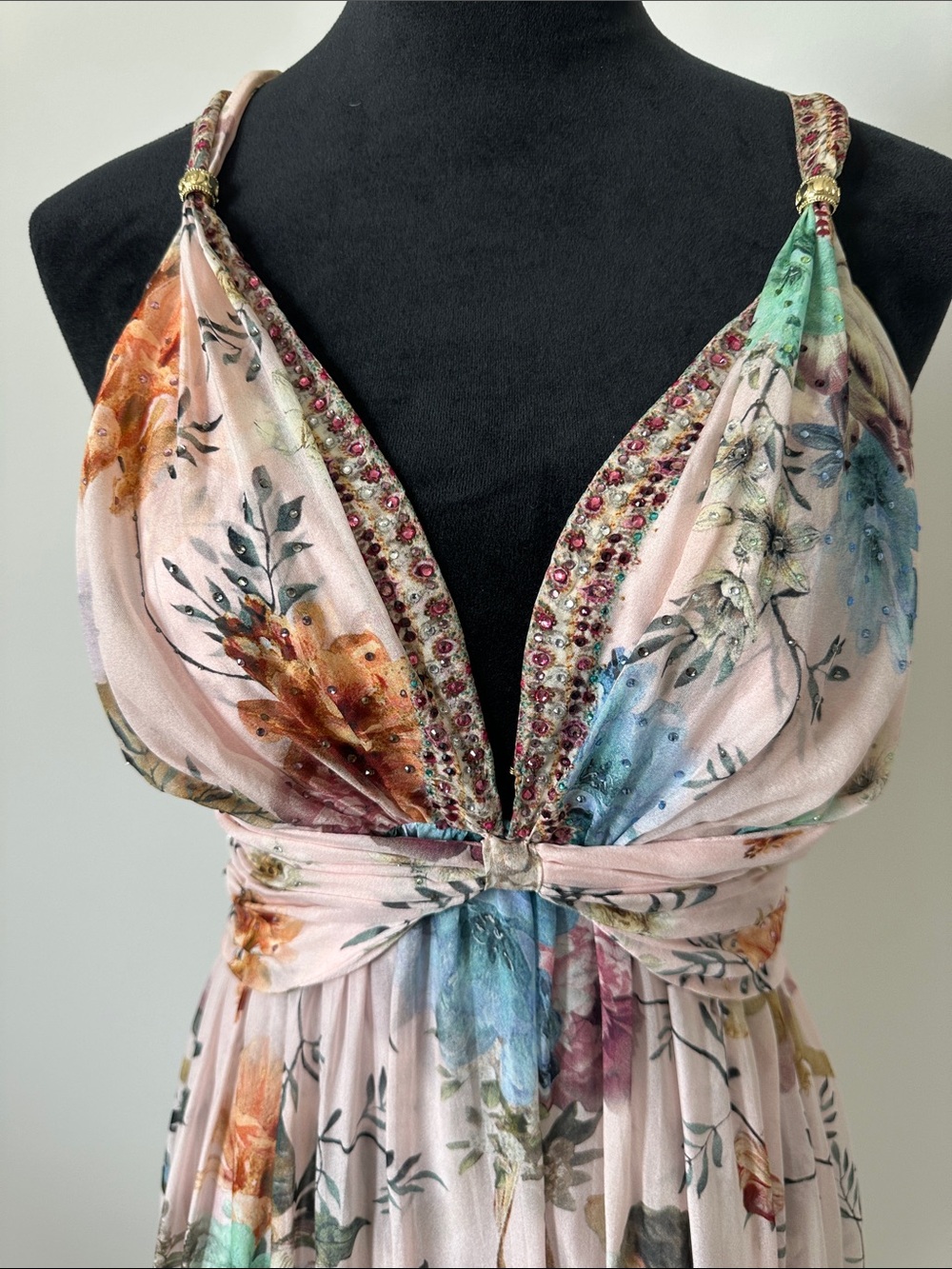 Camilla Pink Floral Multicolor Twisted-Waist Maxi Dress - Picture 3 of 11